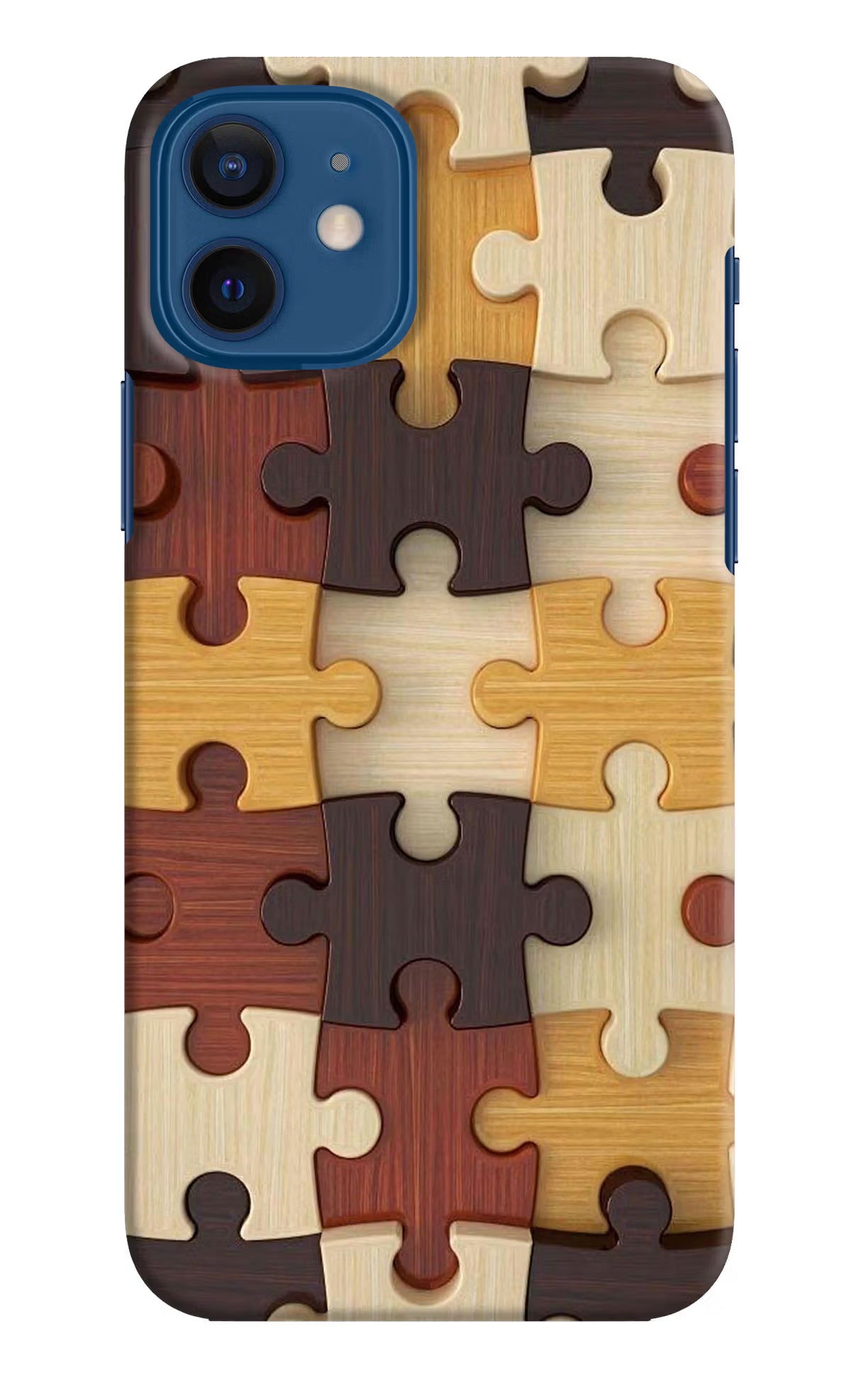 Wooden Puzzle iPhone 12 Hard Case Back Cover by Casekaro