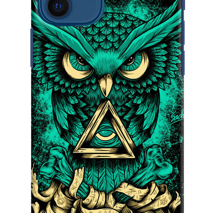 Green Owl iPhone 12 Hard Case Back Cover by Casekaro