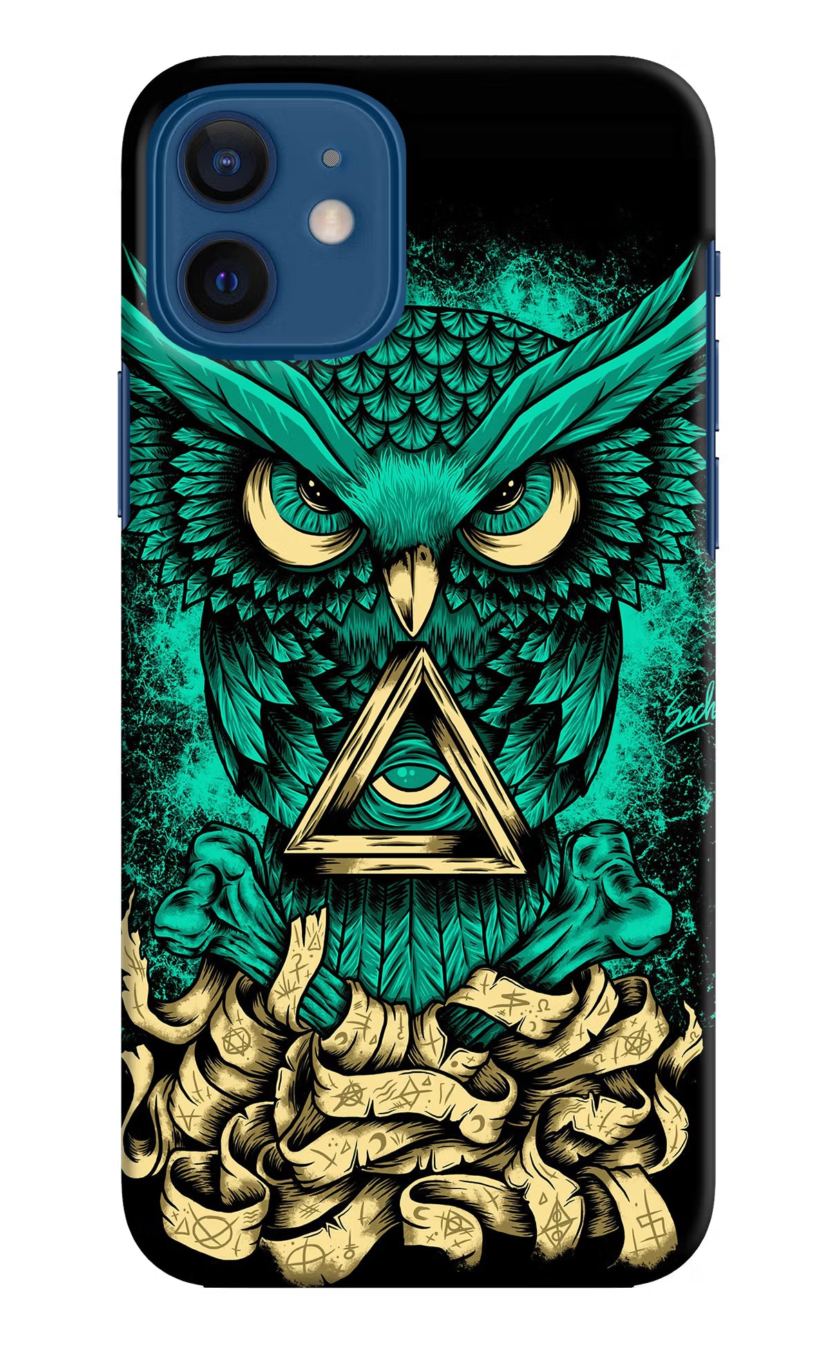 Green Owl iPhone 12 Hard Case Back Cover by Casekaro