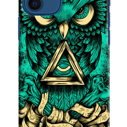 Green Owl iPhone 12 Hard Case Back Cover by Casekaro