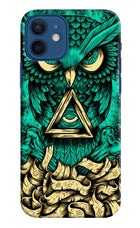 Green Owl iPhone 12 Hard Case Back Cover by Casekaro