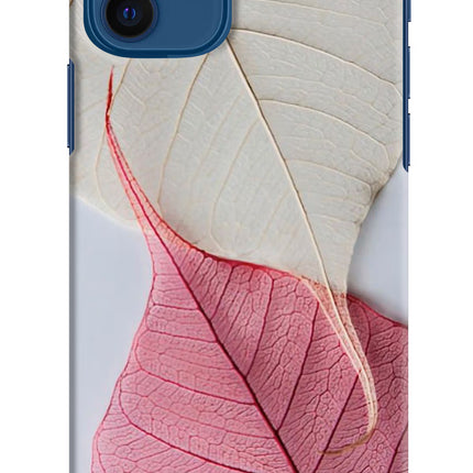 White Pink Leaf iPhone 12 Hard Case Back Cover by Casekaro
