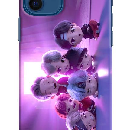 BTS Chibi iPhone 12 Hard Case Back Cover by Casekaro