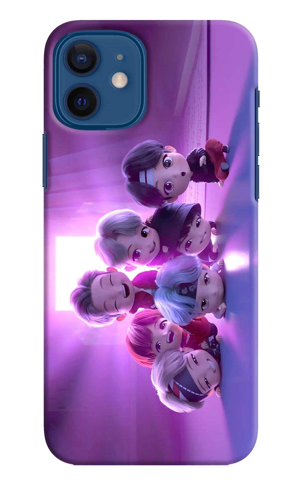 BTS Chibi iPhone 12 Hard Case Back Cover by Casekaro