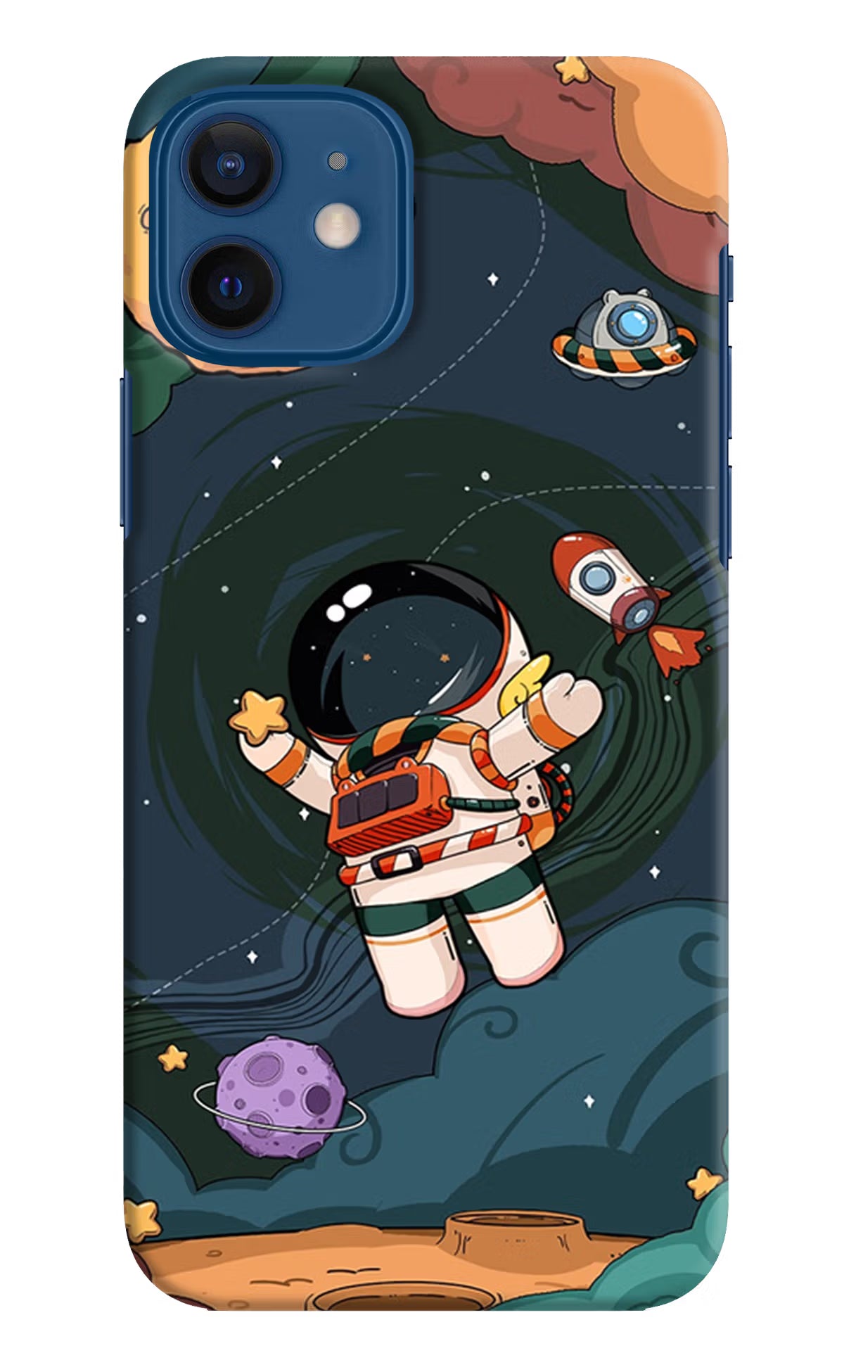 Cartoon Astronaut iPhone 12 Hard Case Back Cover by Casekaro