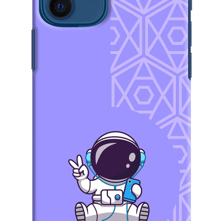 Cute Astronaut Chilling iPhone 12 Hard Case Back Cover by Casekaro