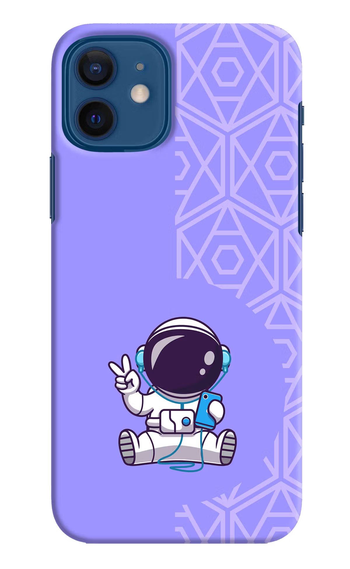 Cute Astronaut Chilling iPhone 12 Hard Case Back Cover by Casekaro