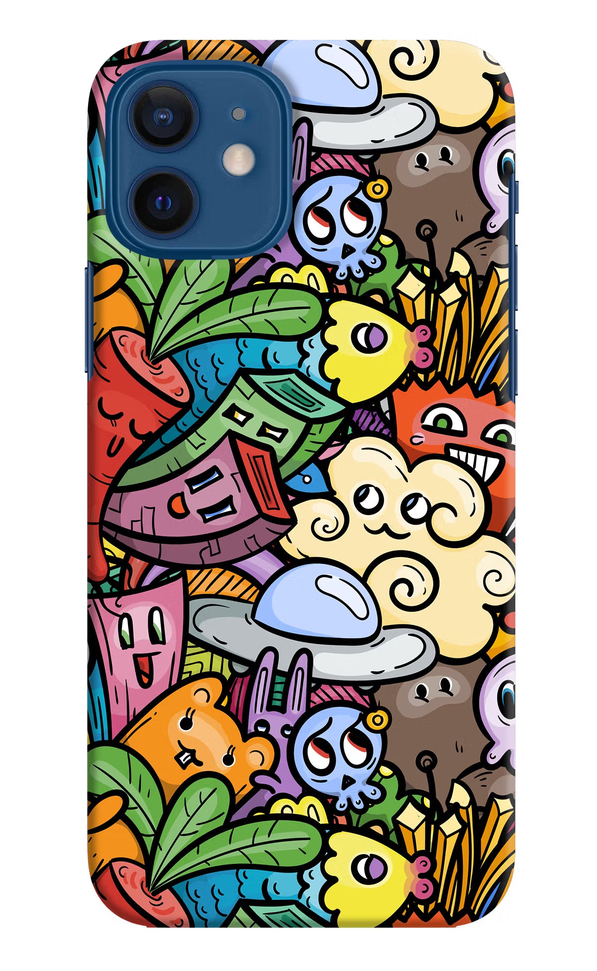 Veggie Doodle iPhone 12 Hard Case Back Cover by Casekaro