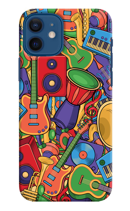 Music Instrument Doodle iPhone 12 Hard Case Back Cover by Casekaro