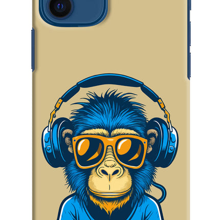 Monkey Headphone iPhone 12 Hard Case Back Cover by Casekaro
