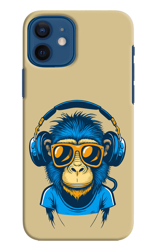 Monkey Headphone iPhone 12 Hard Case Back Cover by Casekaro
