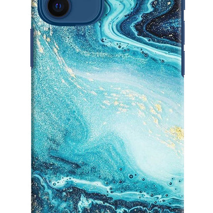 Blue Glitter Marble iPhone 12 Hard Case Back Cover by Casekaro