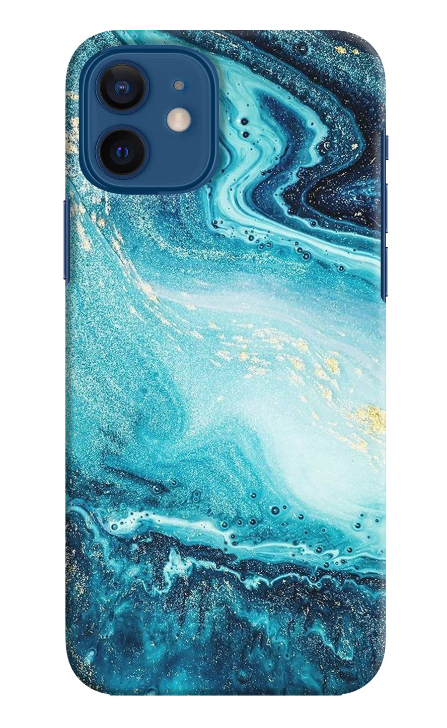 Blue Glitter Marble iPhone 12 Back Cover, Hard case
