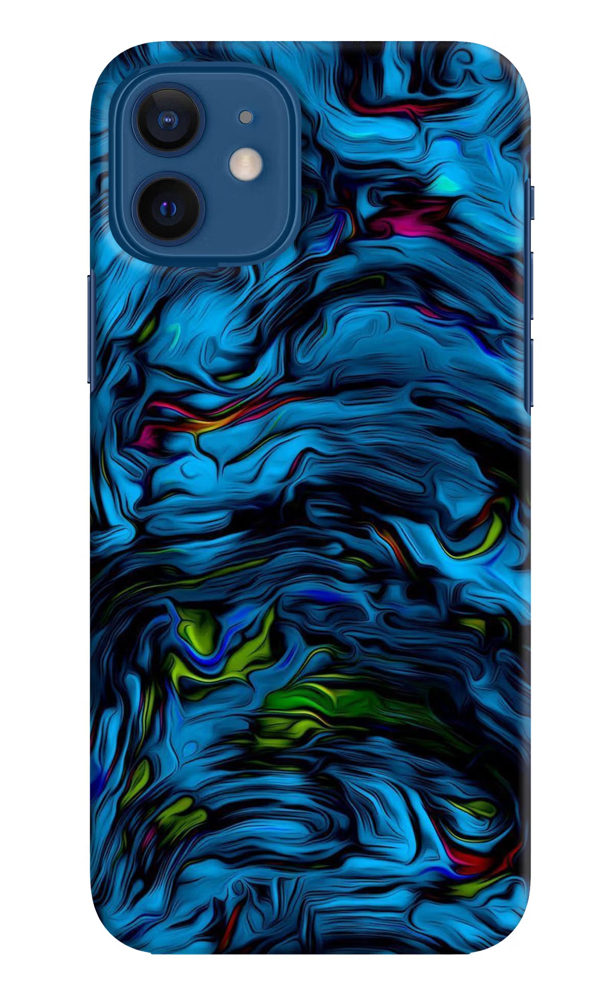 Dark Blue Abstract iPhone 12 Hard Case Back Cover by Casekaro