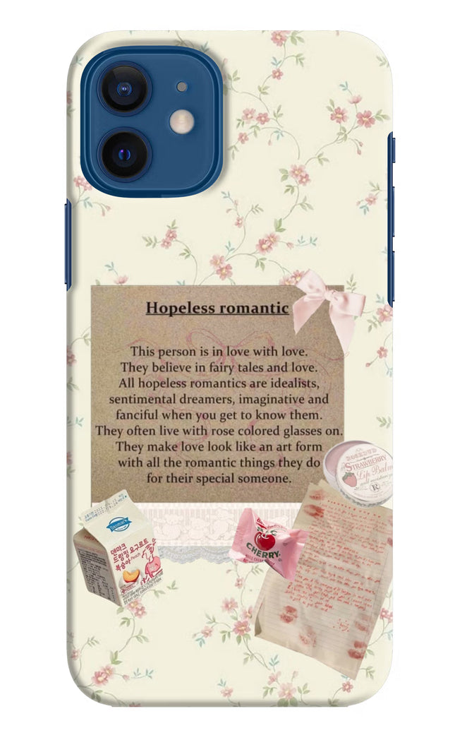 Hopeless Romantic iPhone 12 Hard Case Back Cover by Casekaro