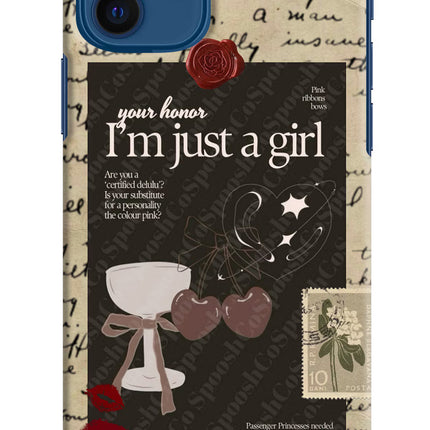 I am just a girl iPhone 12 Hard Case Back Cover by Casekaro