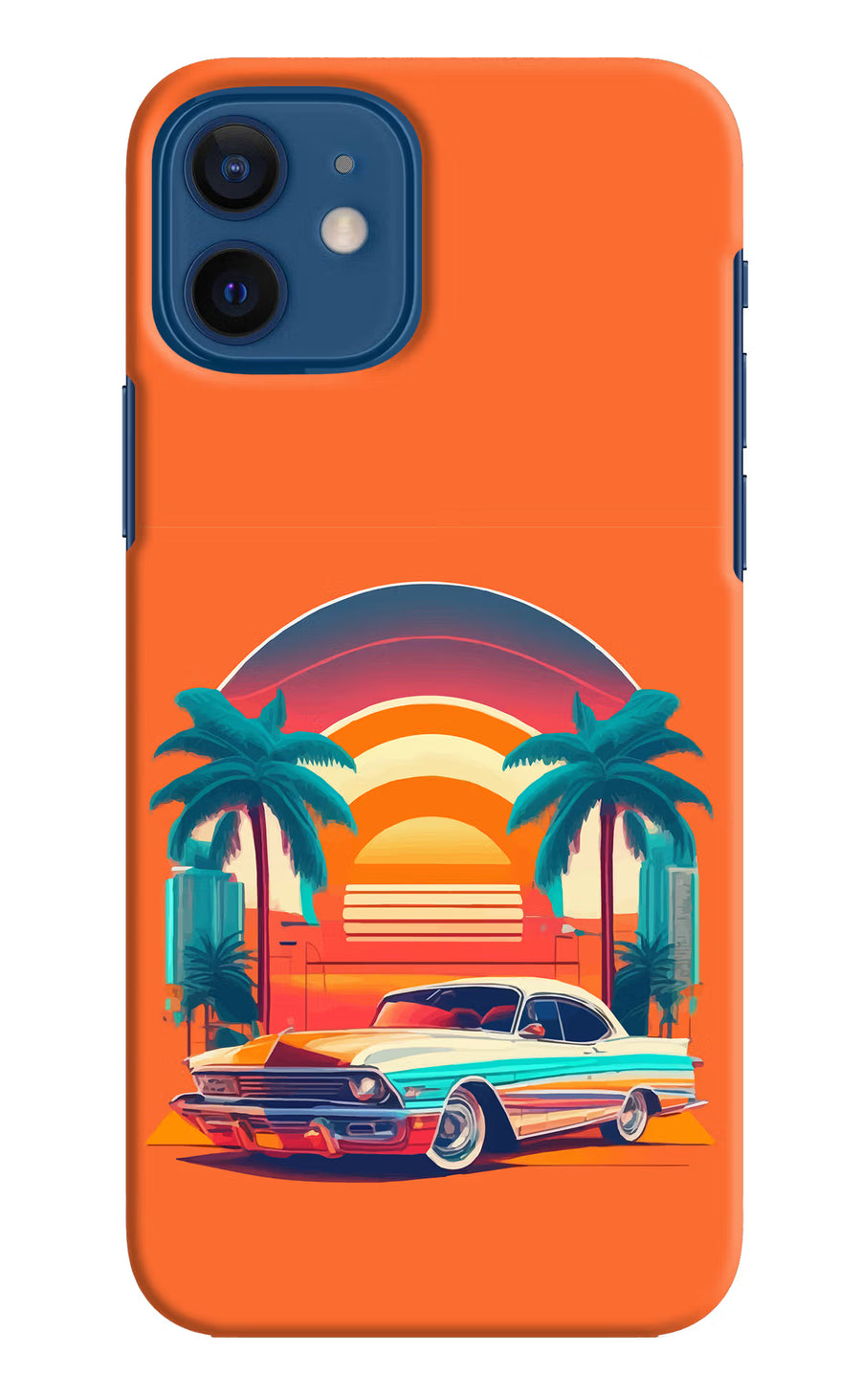 Palm Drive 80s iPhone 12 Back Cover, Hard case