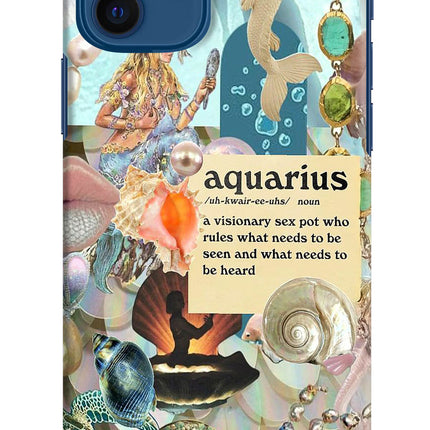 Aquarius Zodiac iPhone 12 Hard Case Back Cover by Casekaro