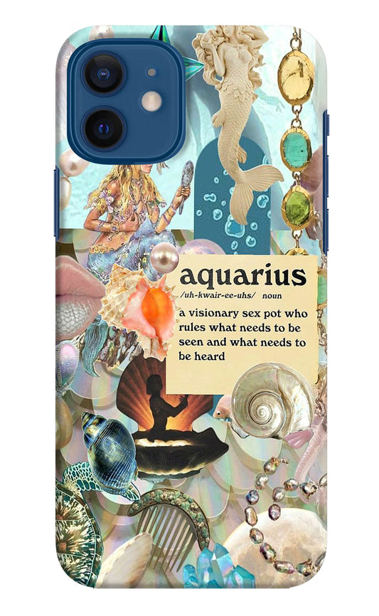 Aquarius Zodiac iPhone 12 Hard Case Back Cover by Casekaro