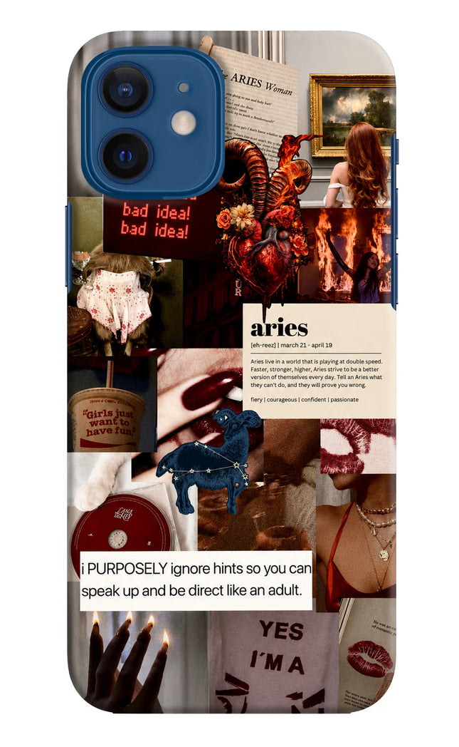 Zodiac Aries iPhone 12 Hard Case Back Cover by Casekaro
