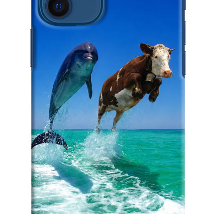 Dolphin vs Cow iPhone 12 Hard Case Back Cover by Casekaro
