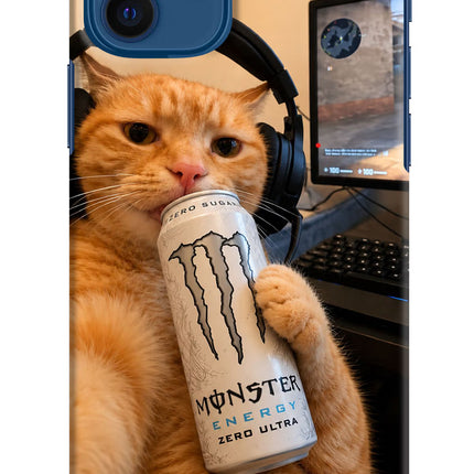 Gamer Cat Energy iPhone 12 Hard Case Back Cover by Casekaro