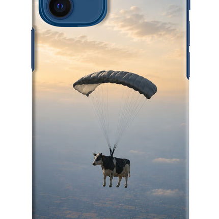 Skydiving Cow iPhone 12 Hard Case Back Cover by Casekaro