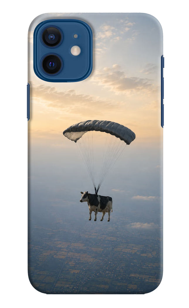 Skydiving Cow iPhone 12 Hard Case Back Cover by Casekaro