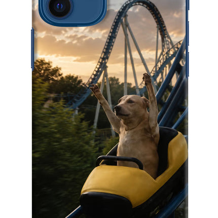 Rollercoaster Dog iPhone 12 Hard Case Back Cover by Casekaro