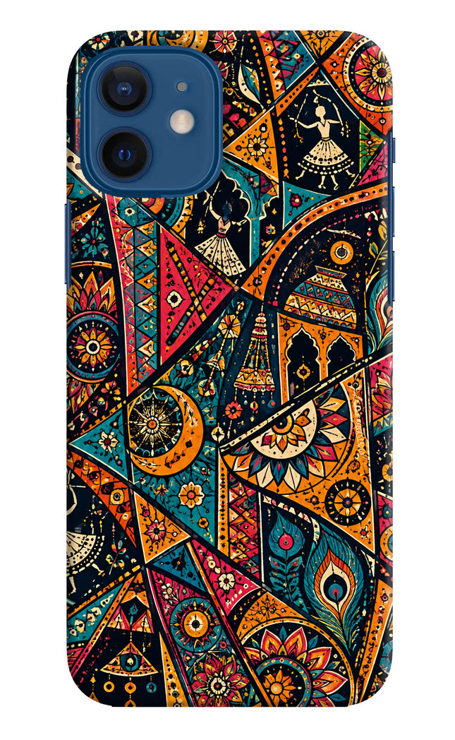 Folk Print iPhone 12 Hard Case Back Cover by Casekaro
