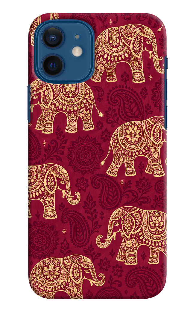 Maroon Elephant iPhone 12 Hard Case Back Cover by Casekaro