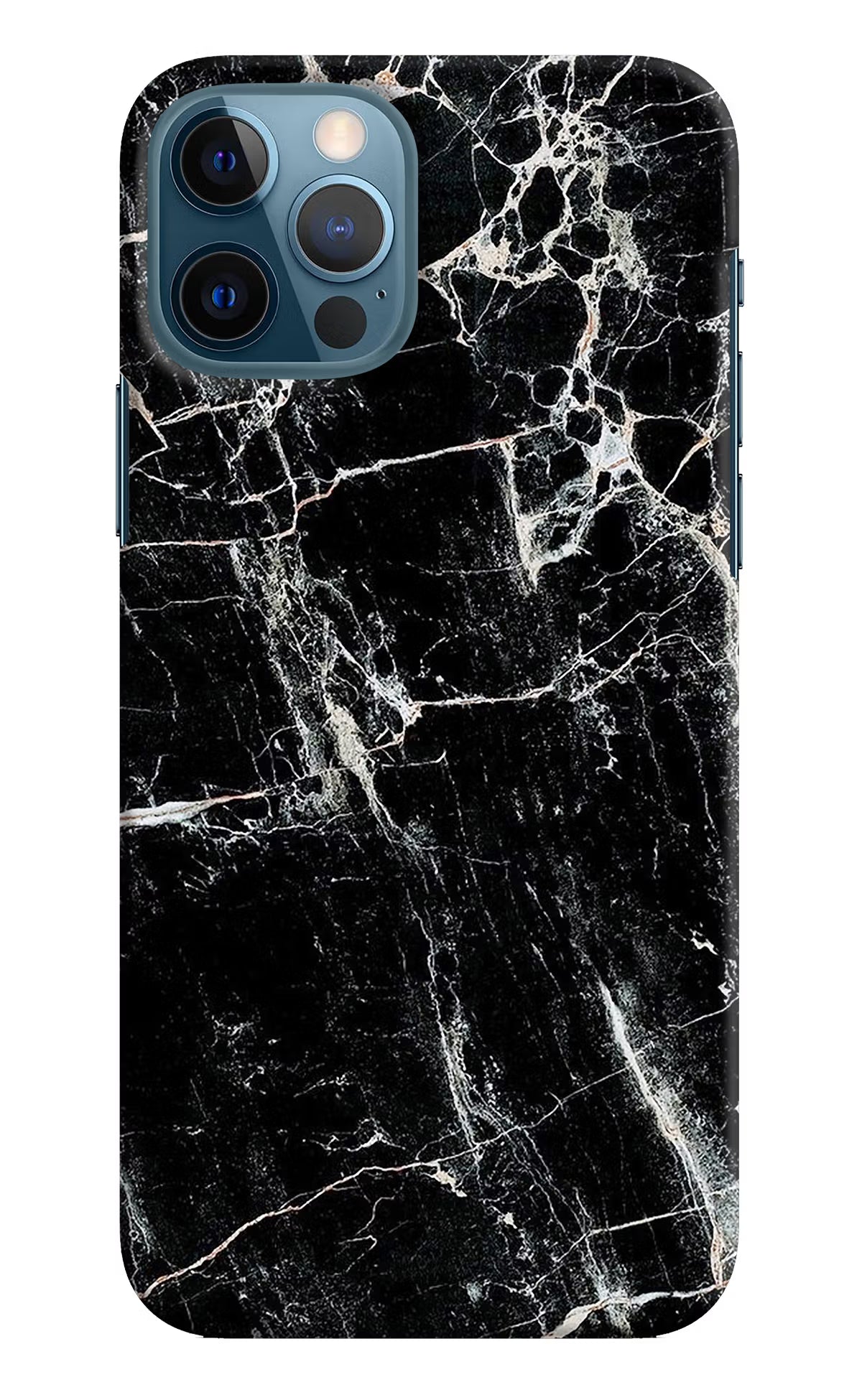 Black Marble Texture iPhone 12 Pro Hard Case Back Cover by Casekaro
