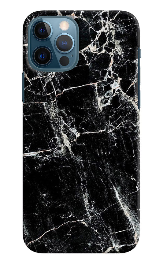 Black Marble Texture iPhone 12 Pro Hard Case Back Cover by Casekaro