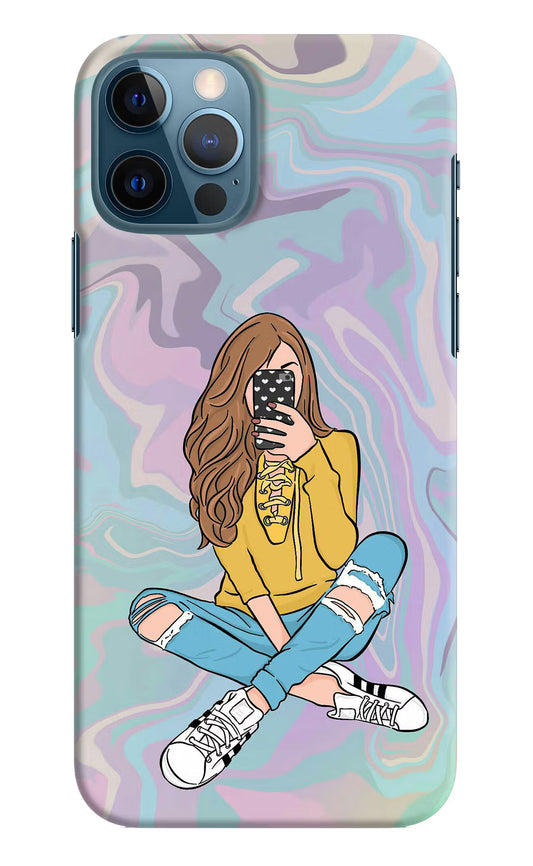 Selfie Girl iPhone 12 Pro Hard Case Back Cover by Casekaro