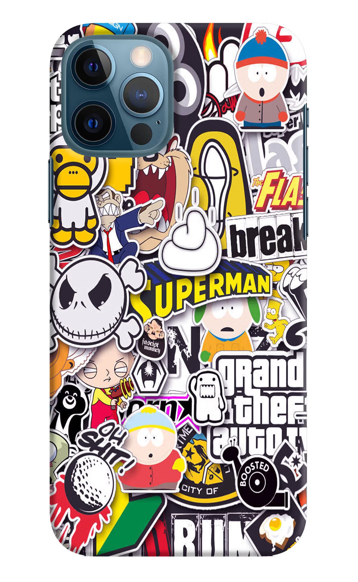 Sticker Bomb iPhone 12 Pro Hard Case Back Cover by Casekaro