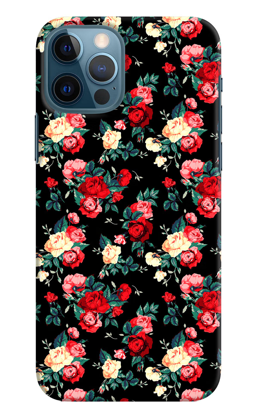 Rose Pattern iPhone 12 Pro Back Cover, Hard case