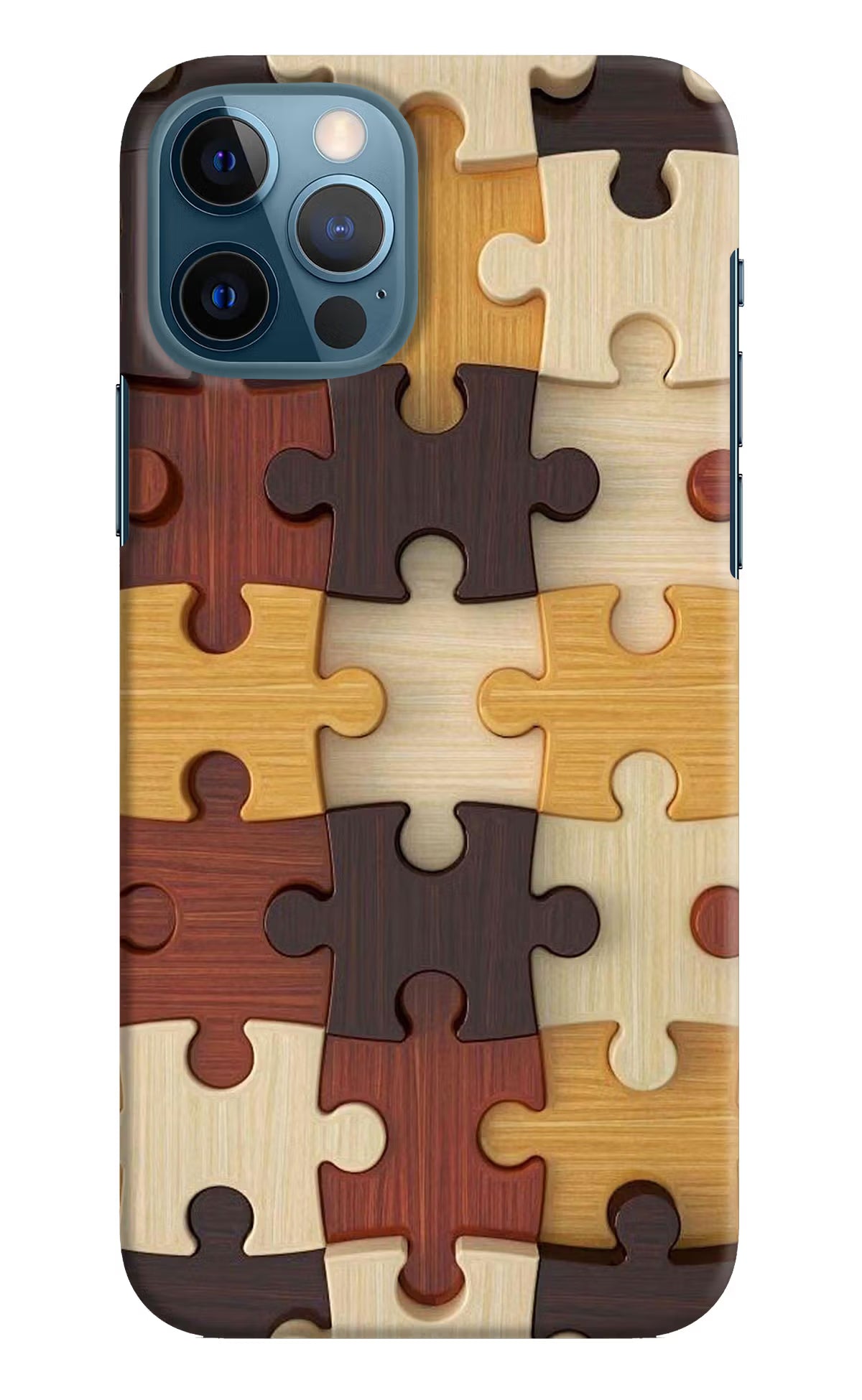 Wooden Puzzle iPhone 12 Pro Hard Case Back Cover by Casekaro