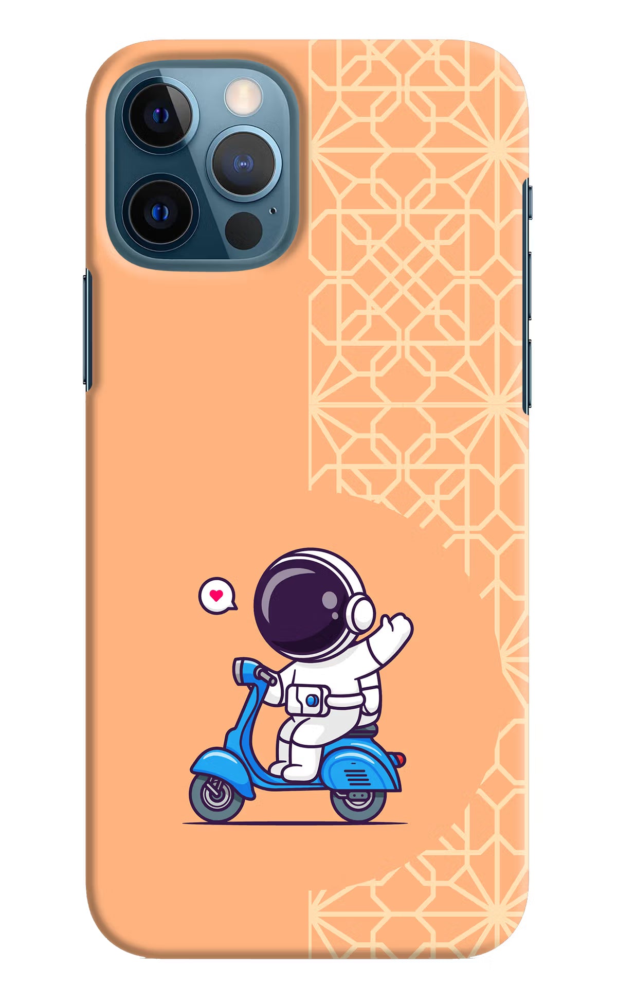 Cute Astronaut Riding iPhone 12 Pro Hard Case Back Cover by Casekaro