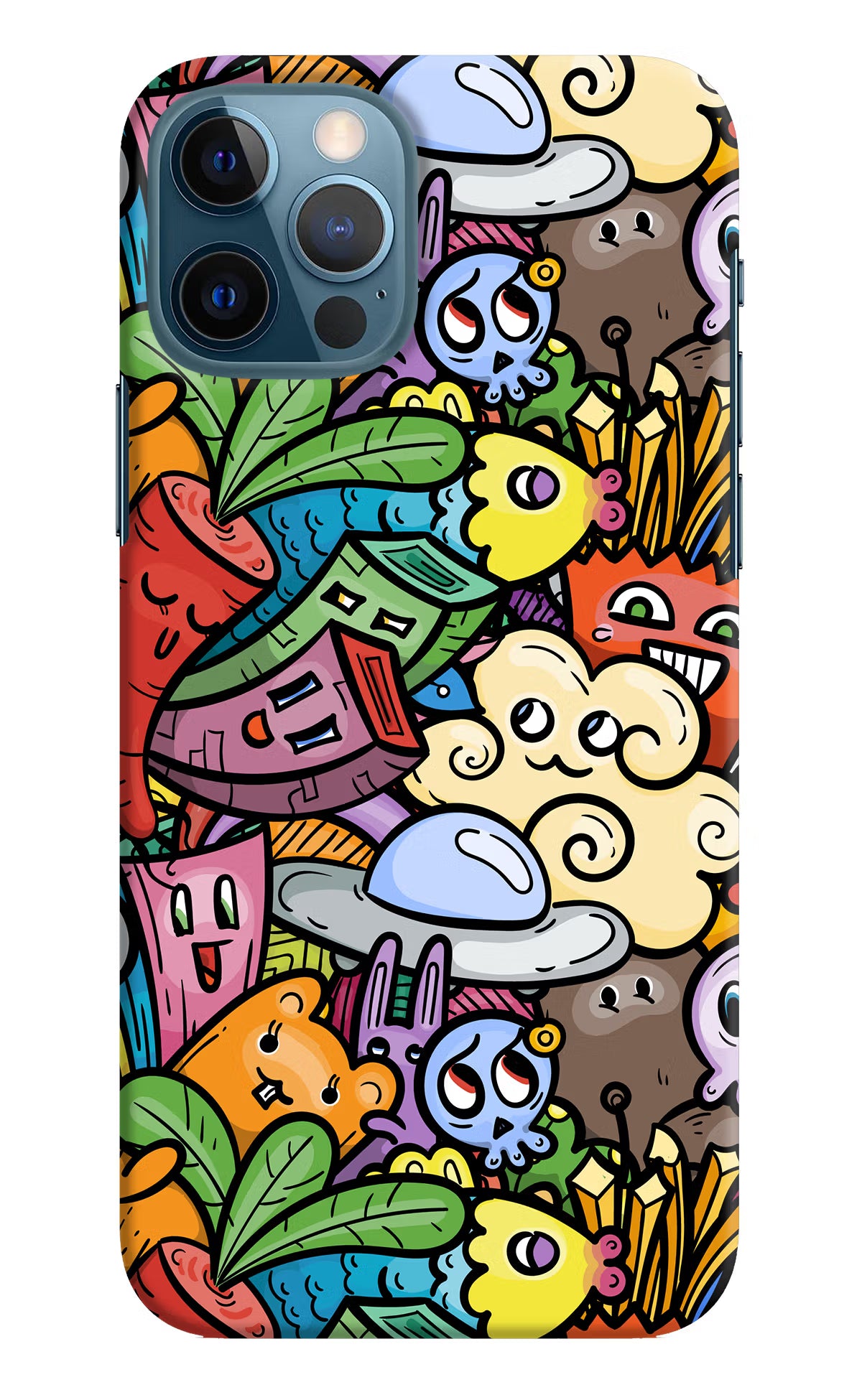 Veggie Doodle iPhone 12 Pro Hard Case Back Cover by Casekaro