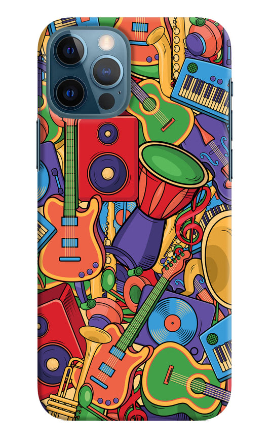 Music Instrument Doodle iPhone 12 Pro Hard Case Back Cover by Casekaro