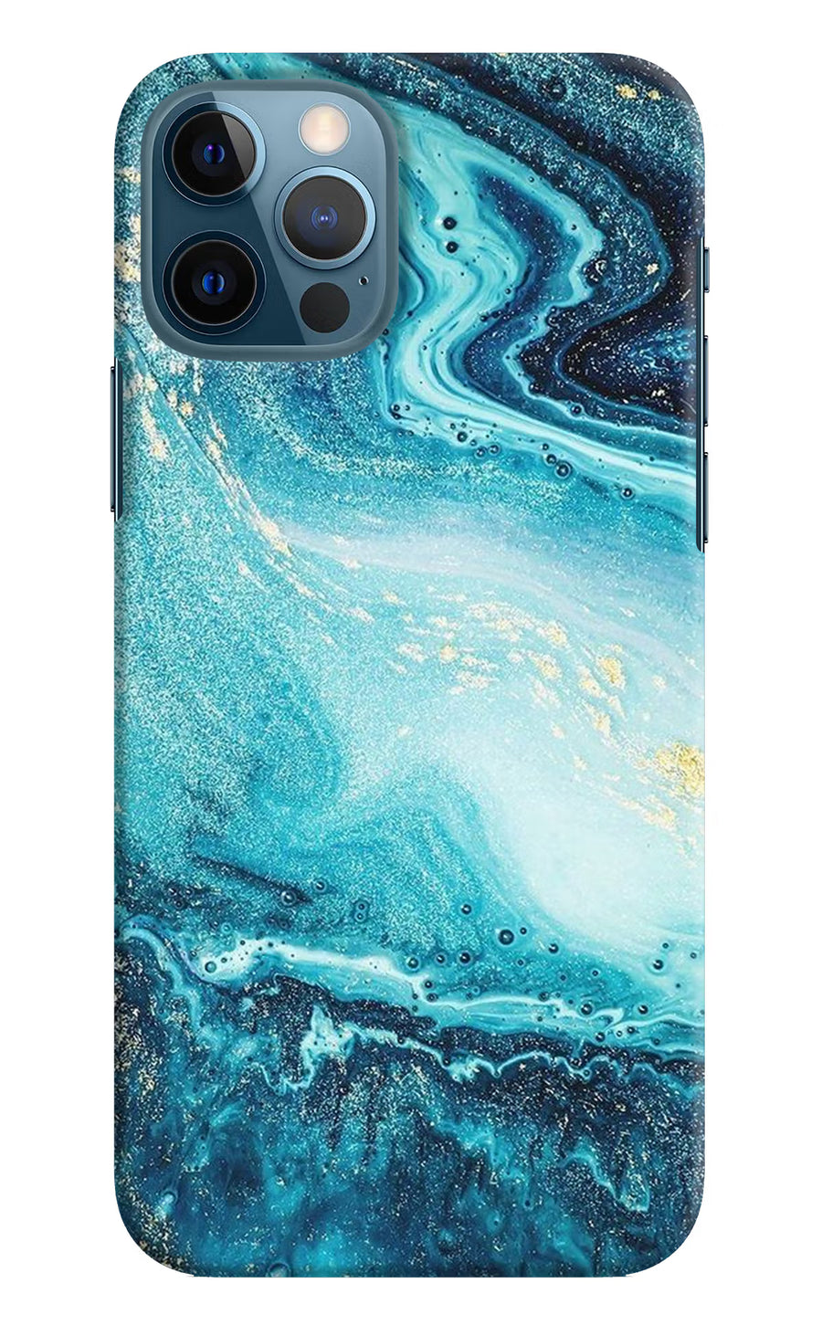 Blue Glitter Marble iPhone 12 Pro Back Cover, Hard case