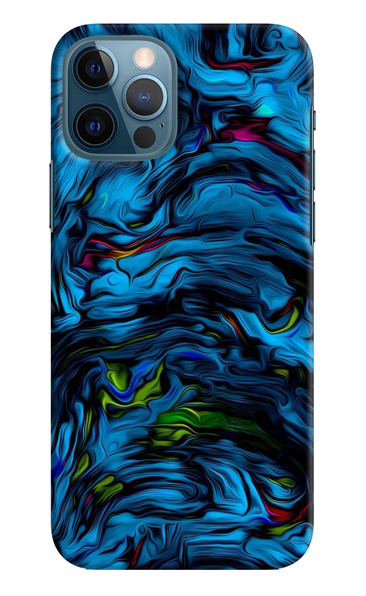 Dark Blue Abstract iPhone 12 Pro Hard Case Back Cover by Casekaro