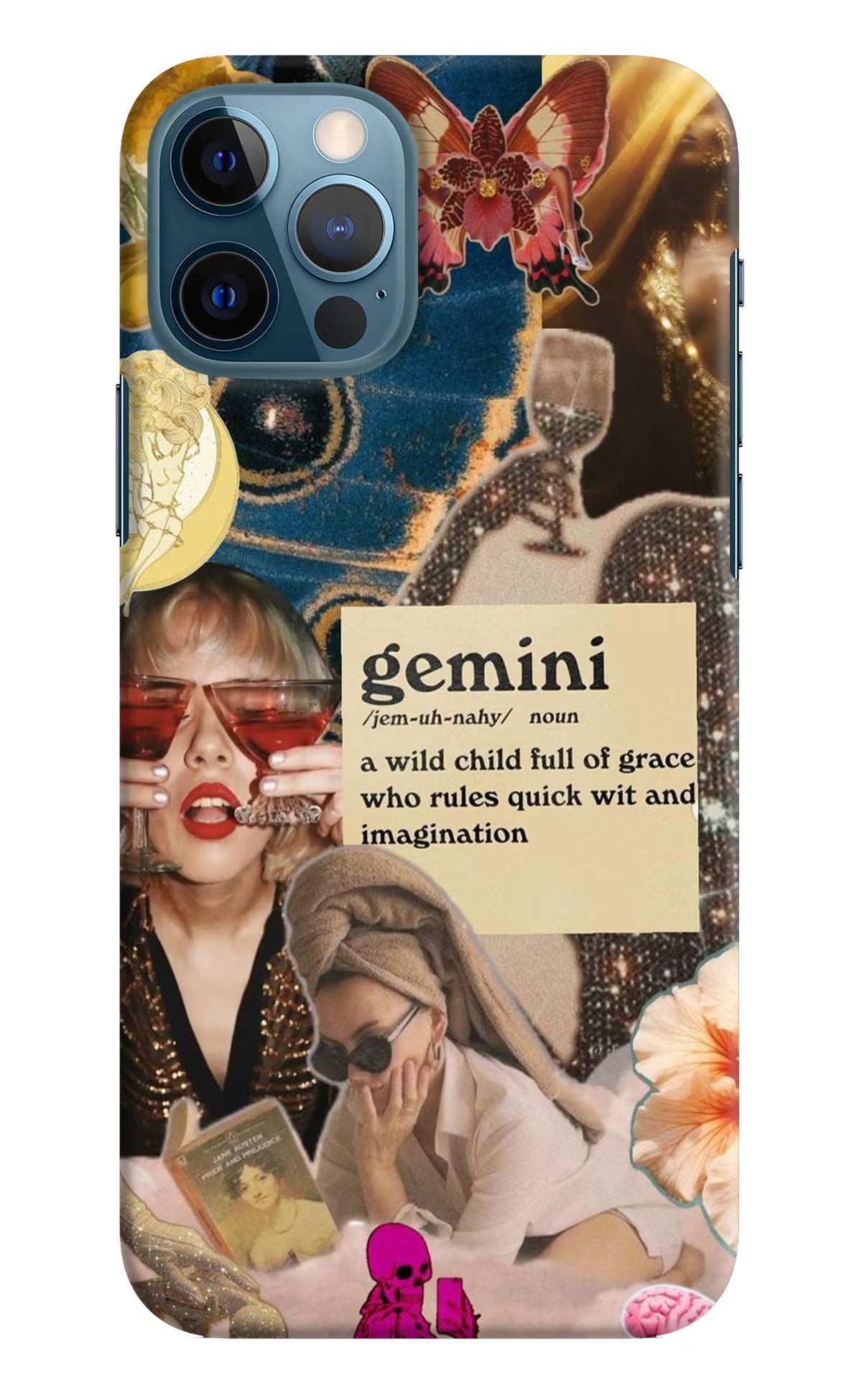 Gemini Zodiac iPhone 12 Pro Hard Case Back Cover by Casekaro