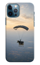 Skydiving Cow iPhone 12 Pro Hard Case Back Cover by Casekaro