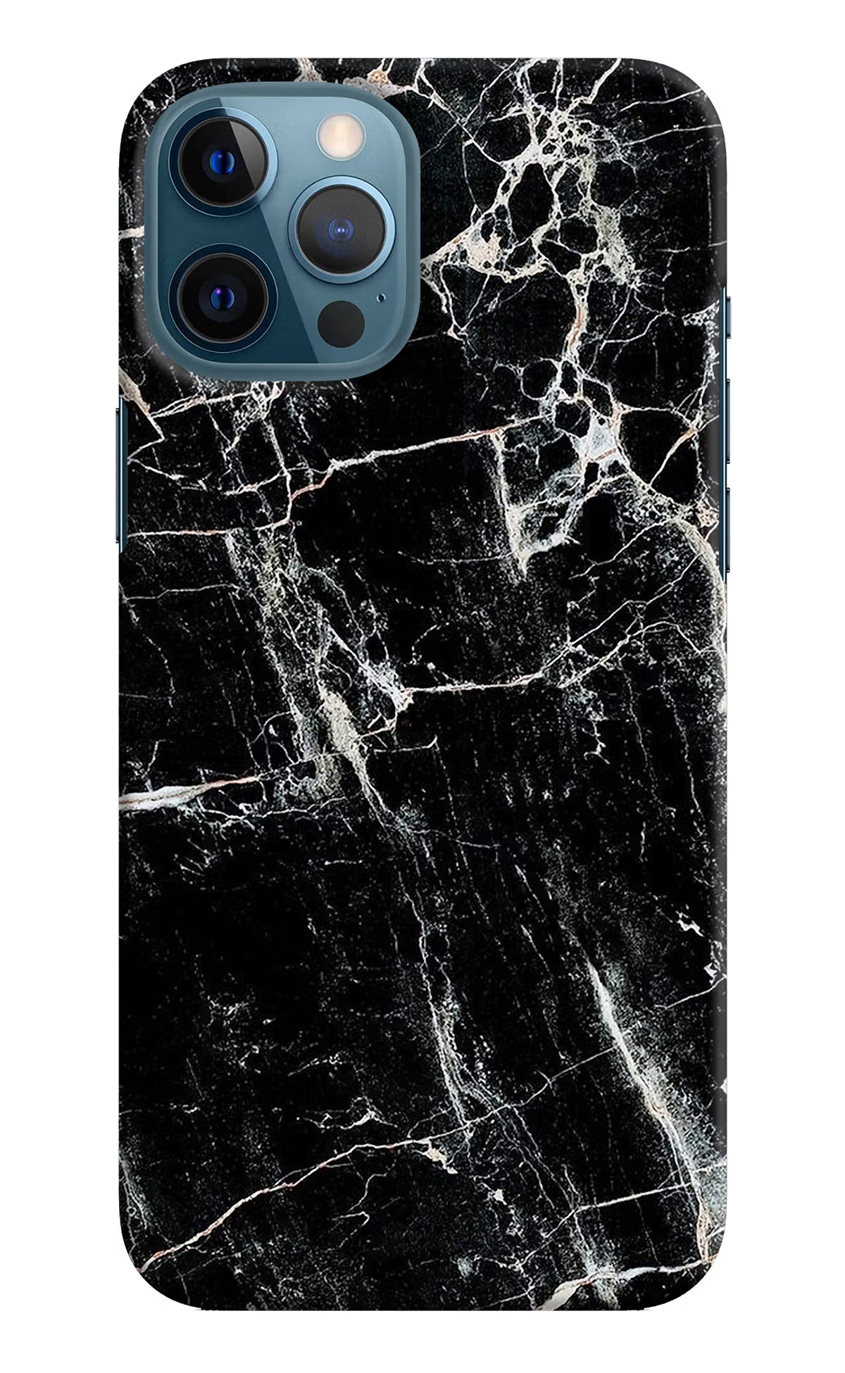 Black Marble Texture iPhone 12 Pro Max Hard Case Back Cover by Casekaro