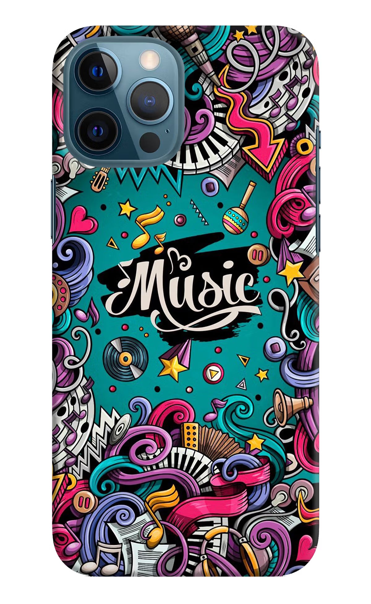 Music Graffiti iPhone 12 Pro Max Hard Case Back Cover by Casekaro
