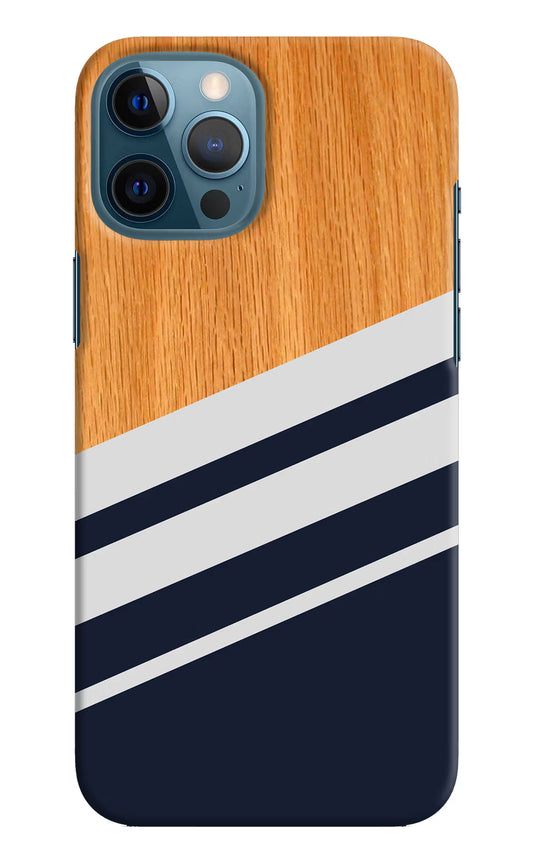 Blue and white wooden iPhone 12 Pro Max Hard Case Back Cover by Casekaro