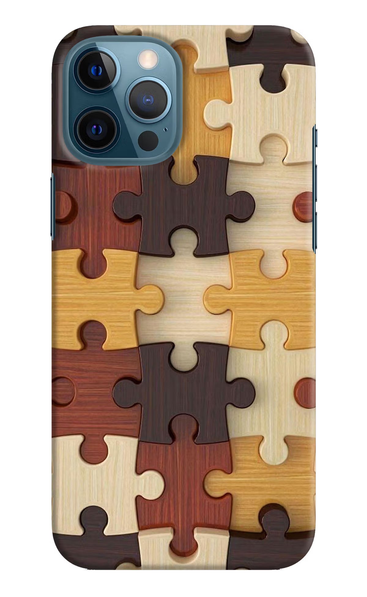 Wooden Puzzle iPhone 12 Pro Max Hard Case Back Cover by Casekaro