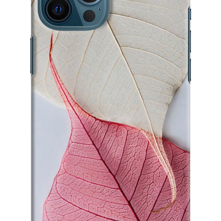 White Pink Leaf iPhone 12 Pro Max Hard Case Back Cover by Casekaro
