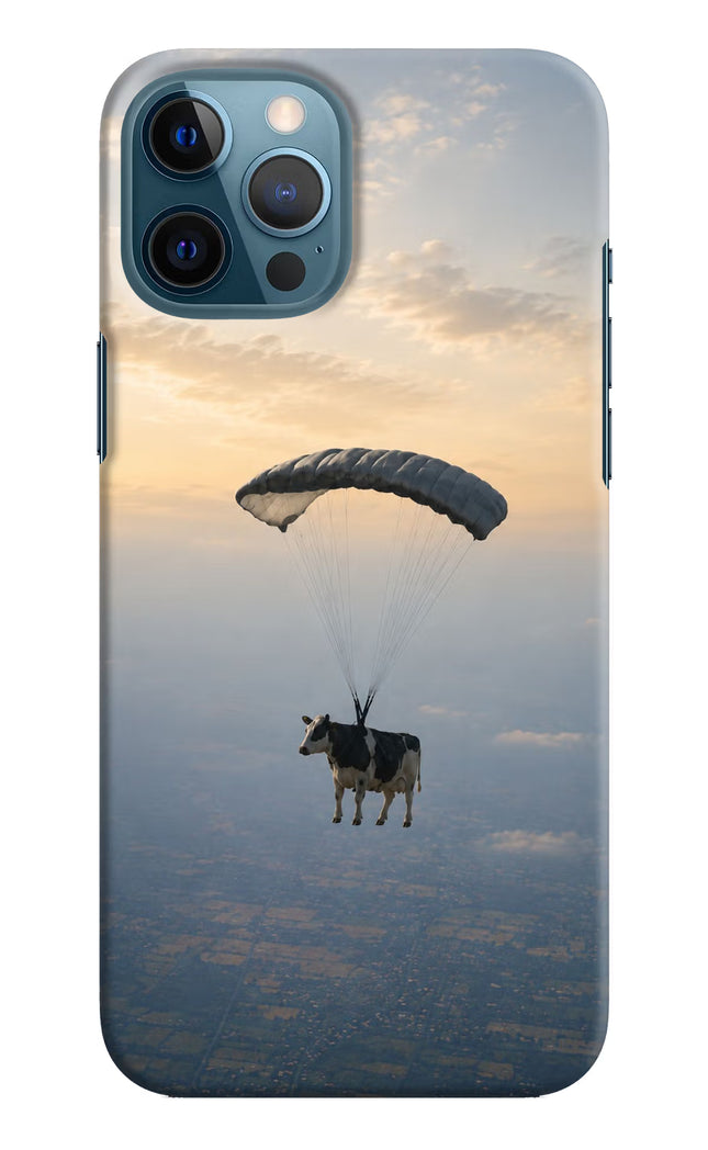 Skydiving Cow iPhone 12 Pro Max Hard Case Back Cover by Casekaro